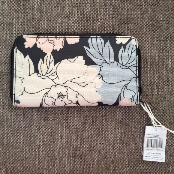 Sakroots floral PVC zip-around wallet in black peony, NWT - Picture 2 of 12